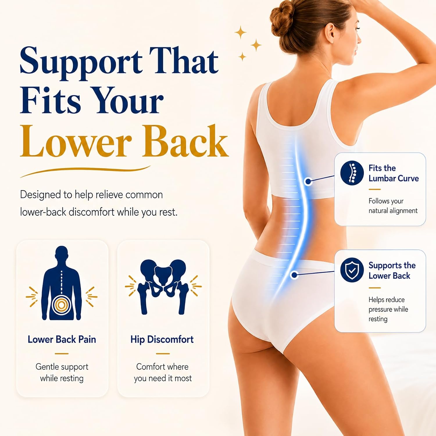 Lumbar Support Pillow for Bed Relief Back Pain: Lower Back Pillow for Sleeping - Memory Foam Waist Pillow - Back Wedge Bolster Pillow for Side, Back&Stomach Sleepers - Bed Rest Pillow for Car, Sofa