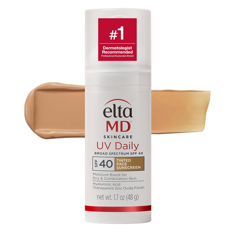 EltaMD UV Daily Face Sunscreen Moisturizer, Zinc Oxide, SPF 40 and SPF 50 | Hydrates and Protects Dry Dehydrated Skin, Lightweight, No White Cast, Dermatologist Recommended, Available in Three Tints