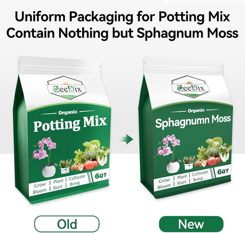 ZeeDix 6QT Natural Sphagnum Moss for Plants, Orchid Moss Potting Mix for Repotting, High Water Retention, Help with Maintain Humidity, Plant Moss for Gardening, Hanging Baskets, Reptile Bedding