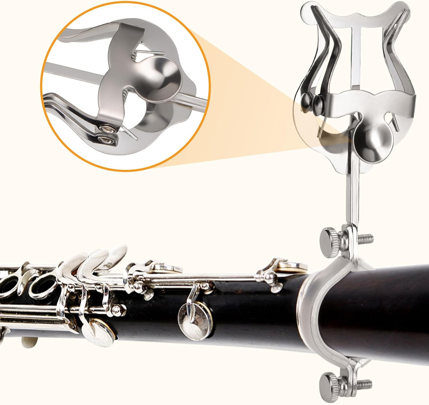 Clarinet lyre,2 Pack Silver Clarinet Lyre Holder for Marching Band,6.02Inch Clarinet Oboe Sheet Music Clip and Flip Folder,General Musical Instruments Accessories