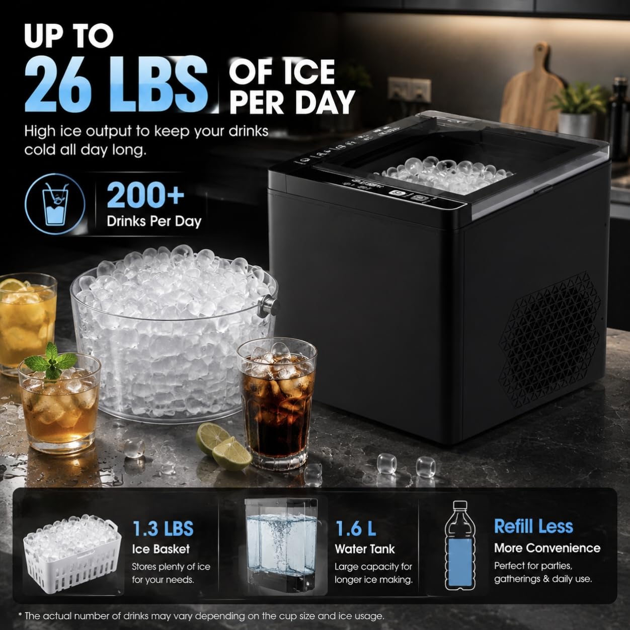 Portable Ice Maker Countertop, Ice Machine with 45dB Kitchen Appliances