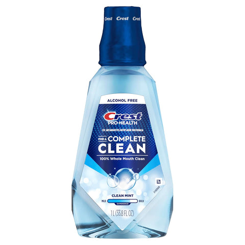 Crest Mouthwash Pro Health Complete Clean, CPC (cetylpyridinium Chloride) Antigingivitis/Antiplaque, Alcohol Free, Clean Mint, 1 L (33.8 fl oz) (Pack of 2)