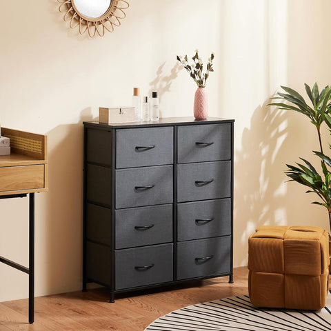 Sweetcrispy Dresser for Bedroom, Fabric Dresser with 8 Drawers, Ash