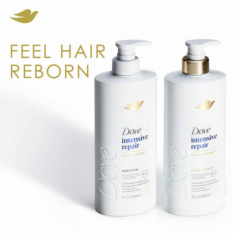 Dove Intensive Repair Conditioner for Damaged Hair & Breakage 28oz 4ct | Helps restore hair, stop 98% visible damage & regenerate hair strength for stronger hair with Amino Serum & Bio-Protein Care