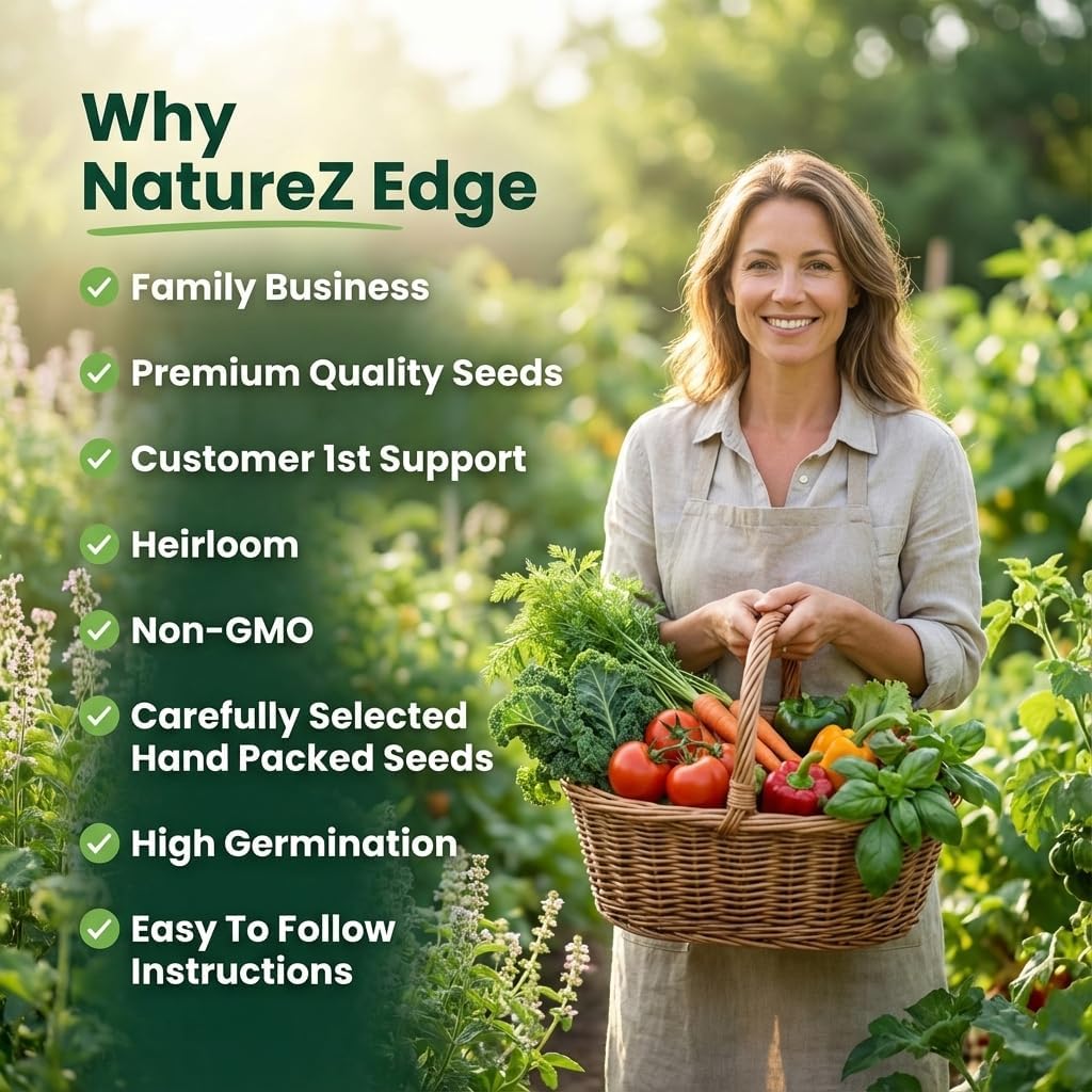 NatureZ Edge Herb Seeds Variety Pack, Basil Cilantro Parsley Chives Oregano