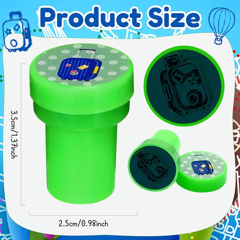 Cinrobiye 24 Pcs Adventure Travel Stampers Party Favor Set Fun Bon Voyage Stamps Birthday Party Supplies Classroom Rewards Carnival Prizes Goody Bag Fillers Pinata Filler Travel Party Gift Set