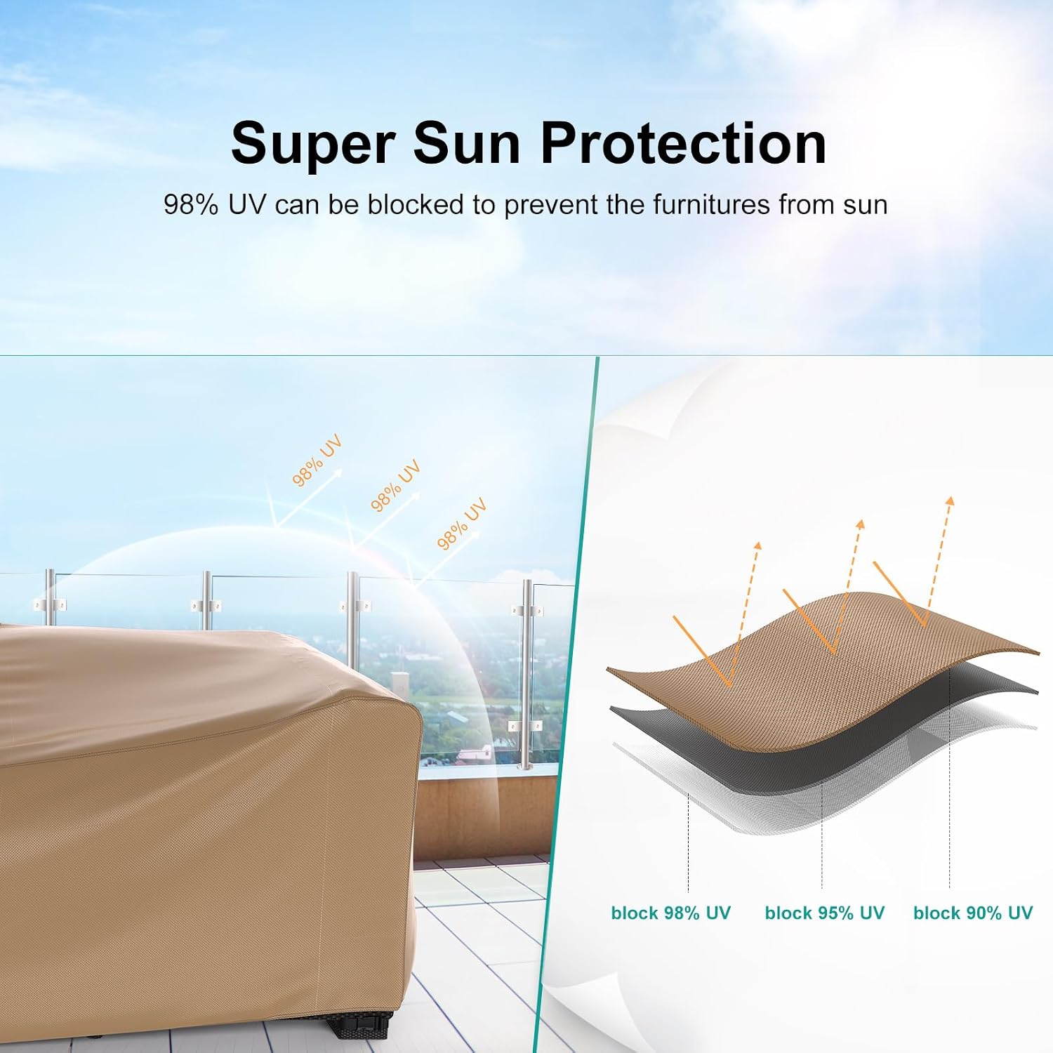 Waterproof Outdoor Patio Furniture Covers 128"L×83"W×28"H Brown