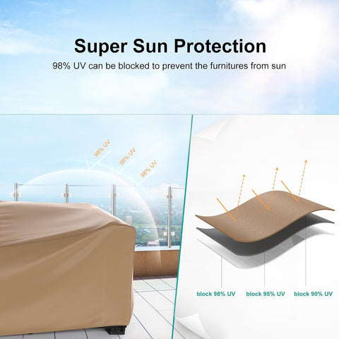 Waterproof Outdoor Patio Furniture Covers 128"L×83"W×28"H Brown