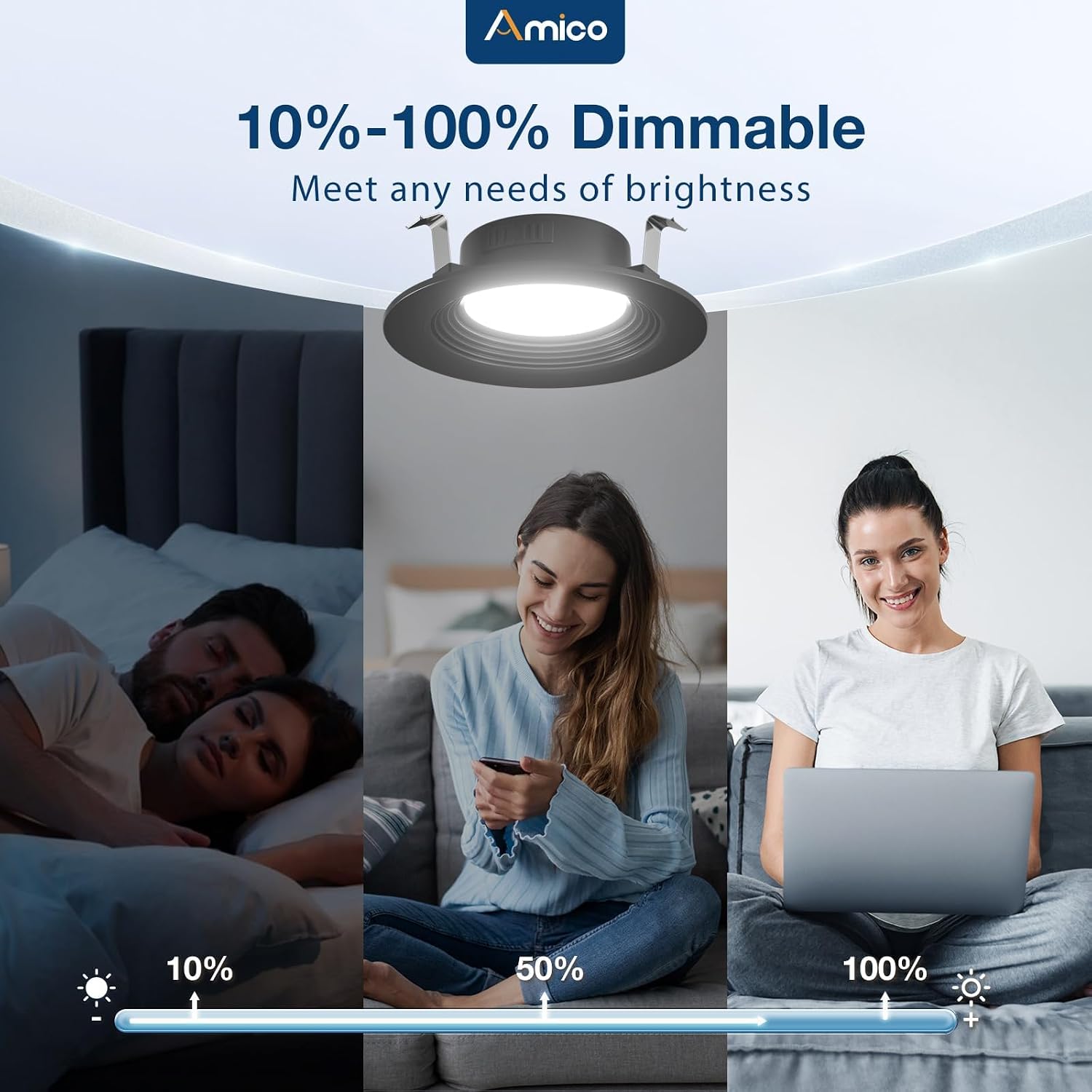 Amico 4 Pack 4 inch 5CCT LED Recessed Lighting, Retrofit Can Lights, Black