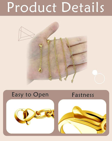 OHINGLT Necklace Extender 10Pcs Chain Extenders for Necklaces Bracelet, 14K Gold and Silver Plated Stainless Steel Extension Chain for Women Jewelry Making