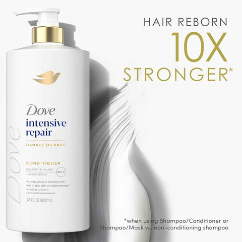 Dove Intensive Repair Conditioner for Damaged Hair & Breakage 28oz 4ct | Helps restore hair, stop 98% visible damage & regenerate hair strength for stronger hair with Amino Serum & Bio-Protein Care