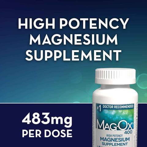 Mag-Ox High Potency Magnesium Supplement, Tablets, 120 Count, Pack of 2 | Pharmaceutical Grade Magnesium Oxide, 482 mg Per Dose, Magox 400 Magnesium