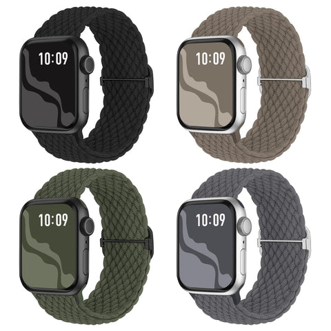 Braided Stretchy Solo Loop Compatible for Apple Watch Band 38mm 40mm 41mm 42mm 44mm 45mm 46mm 49mm for Women Men, Nylon Elastic Straps Wristbands for iWatch Series 10 9 8 7 6 SE 5 4 3 2 Ultra Ultra 2