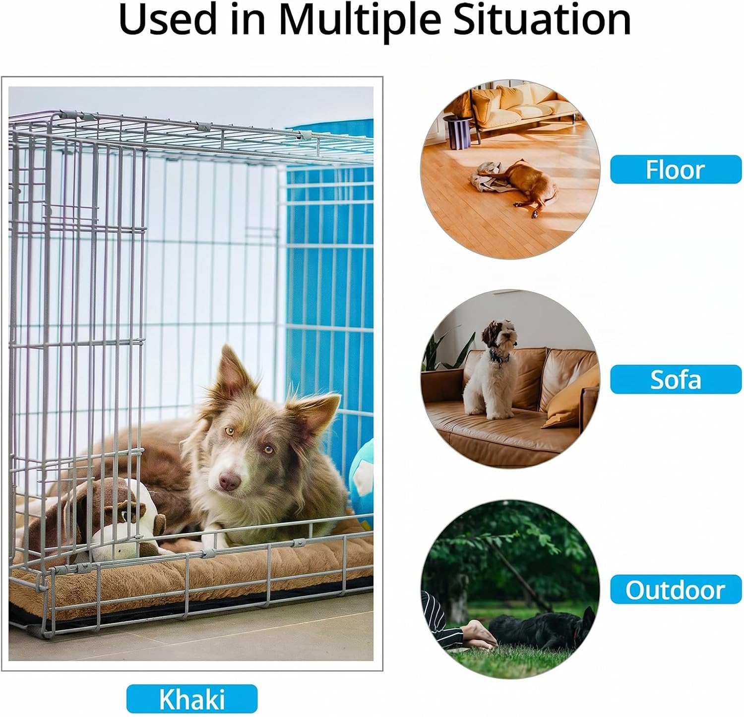 Dog Crate Pad Washable Dog Bed for Crate Small Cozy Mat 24-Inch Camel