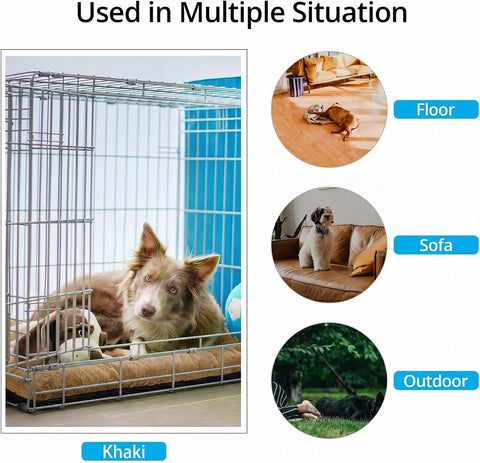 Dog Crate Pad Washable Dog Bed for Crate Small Cozy Mat 24-Inch Camel