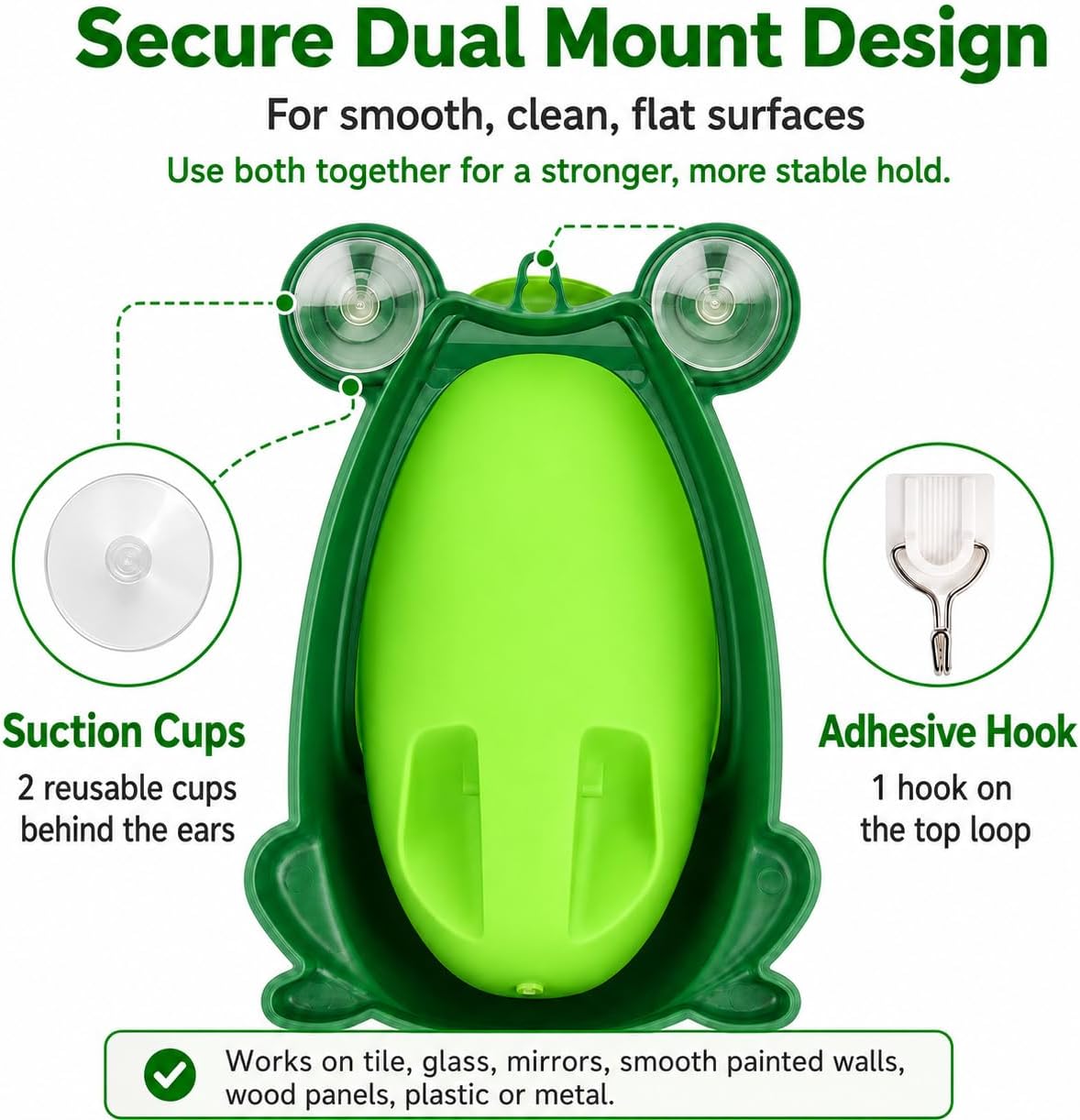 Soraco Cute Frog Potty Training Urinal for Boys with Funny Aiming Target, Toddler Urinals for Potty Training (Green)
