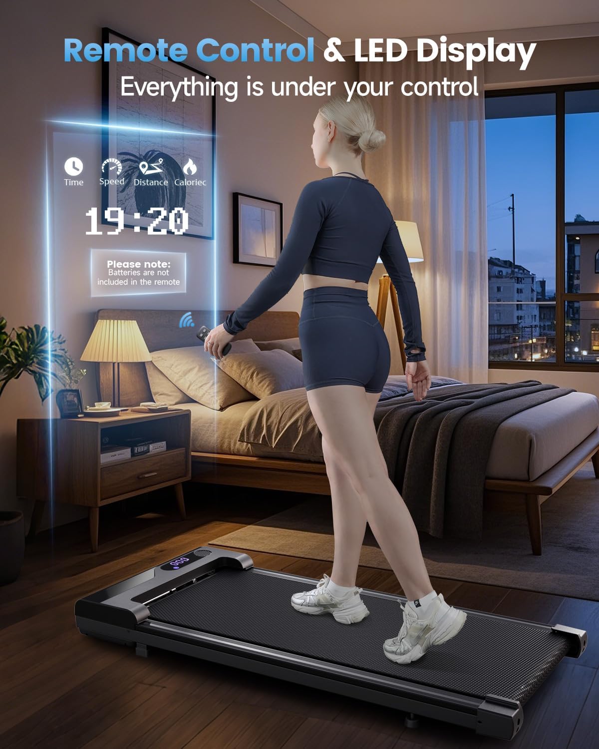 Walking Pad Treadmill for Home - Under Desk Treadmills Portable Mini Compact Walk Pads for Small Spaces Office Indoor Apartment Floor Flat Running Machine with Remote Quiet Lightweight