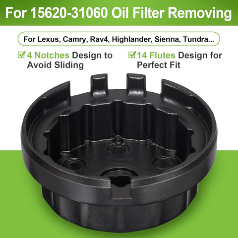 Spurtar Oil Filter Wrench for Toyota Oil Filter Removal Tool 64mm 4 Slots