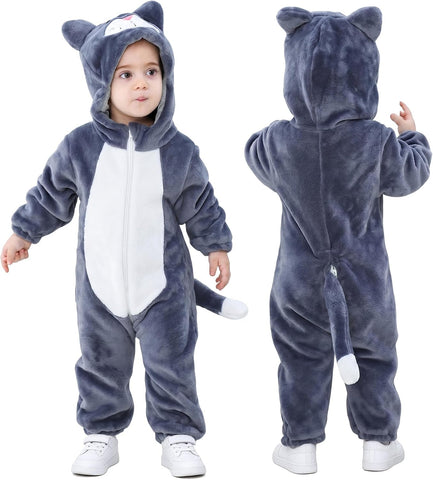 TONWHAR Baby Halloween Costume Hooded Romper – Infants Toddlers Animal Jumpsuit for Fall Winter Kids Daily Playwear