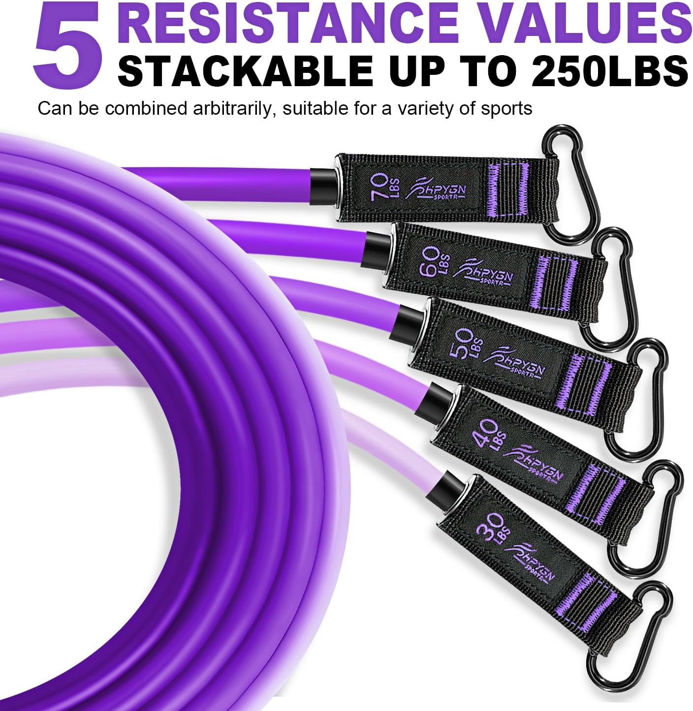 HPYGN Resistance Bands with Handles, 150 lb Exercise Bands for Home Workout