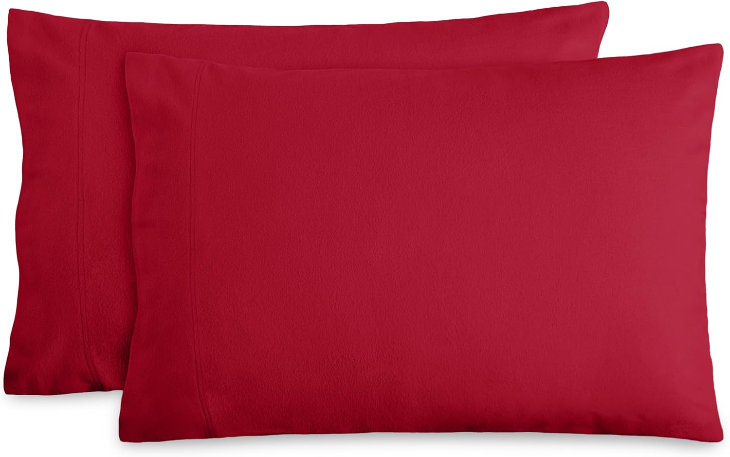 Bare Home Flannel Pillowcases 100% Cotton (King Set of 2, Red)
