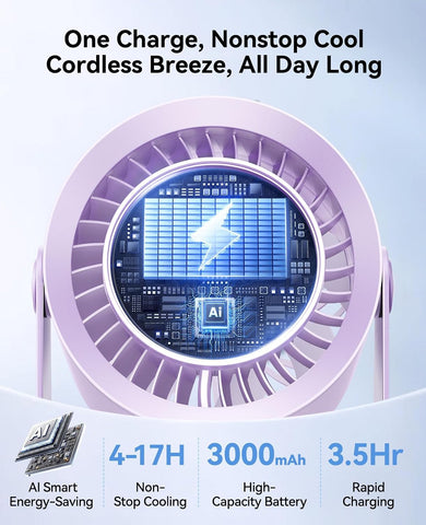 DIGIX Portable Desk Fan, 100 Speeds, 360° Rotation, USB Rechargeable