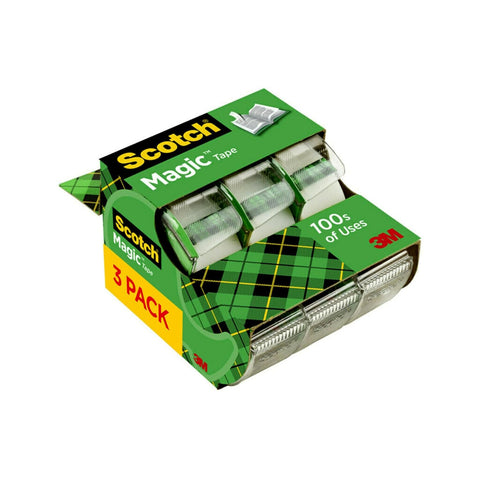 Scotch Magic Tape, 3 Dispensered Rolls, 3/4 x 300 Inches, Clear