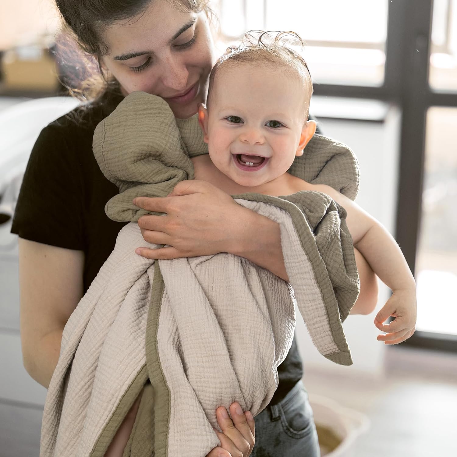 lulumoon Muslin Baby Blanket Neutral: Cotton Toddler Blanket for Daycare