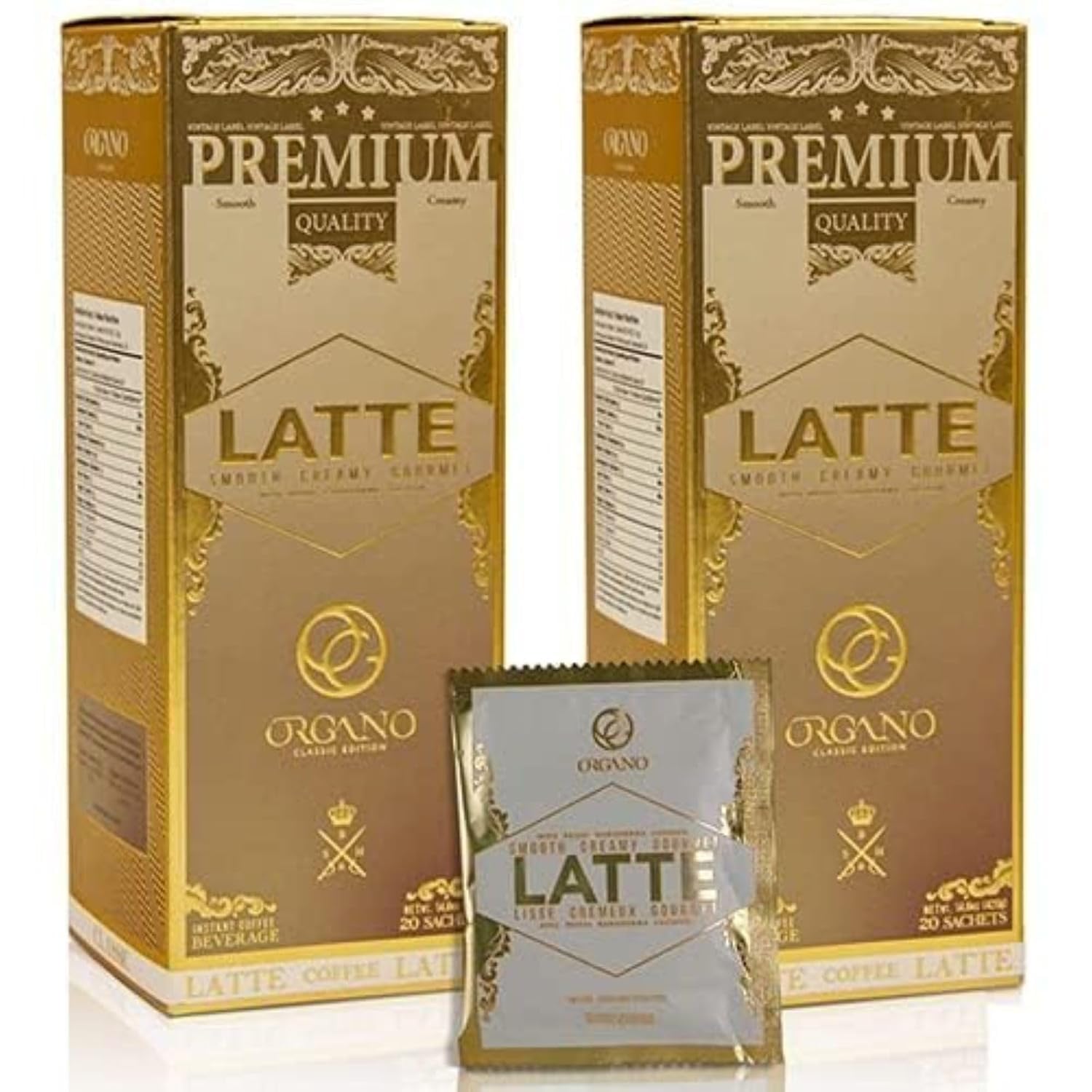 2 boxes ORGANO Gourmet Cafe Latte, 100% Certified Ganoderma Lucidum (40 Sachets)