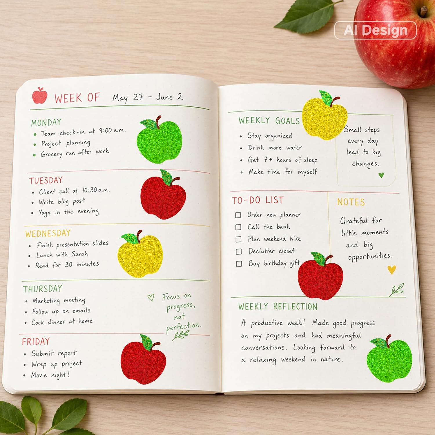 Anwyll Apple Stickers - 500 1.5'' Small Apple Sticker for Apple Party Favor