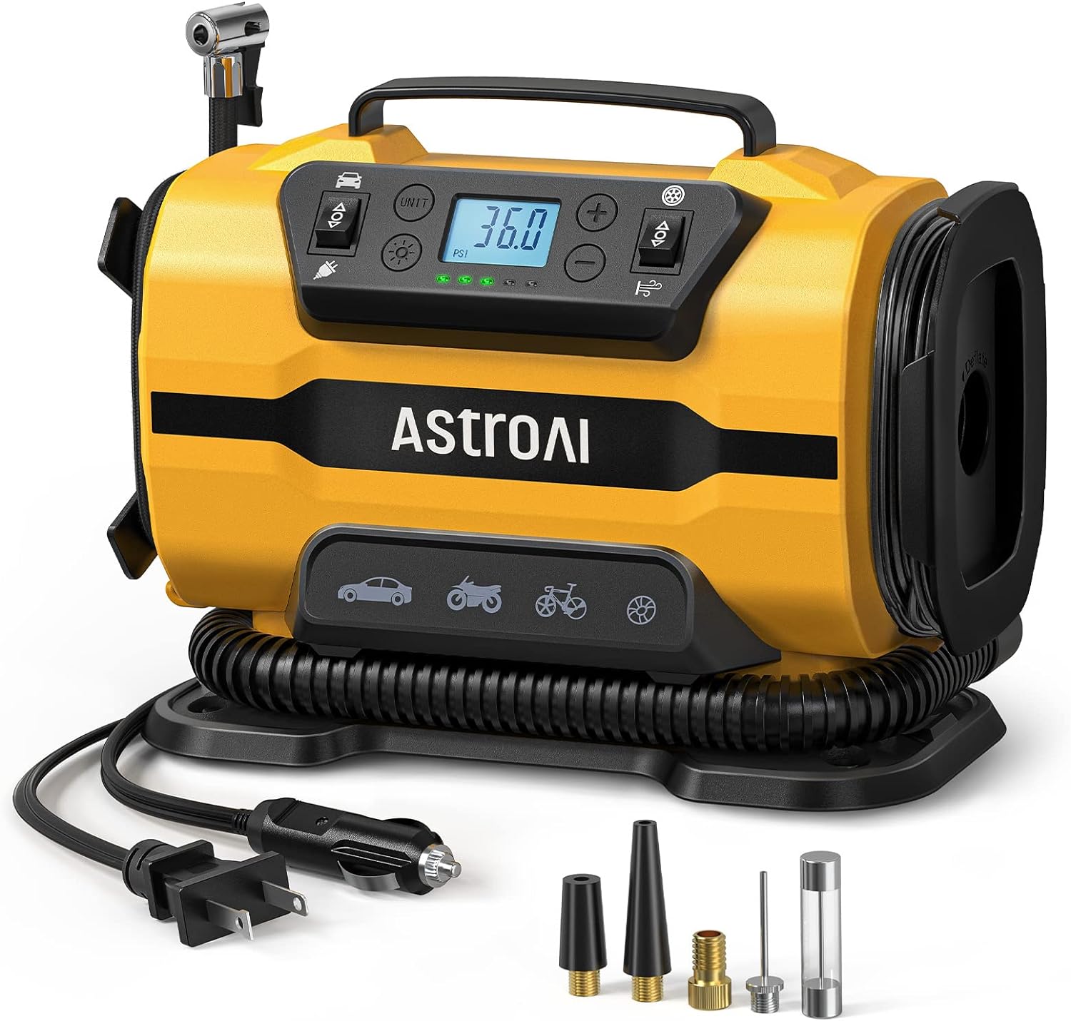 AstroAI Tire Inflator Portable Air Compressor, 12V DC/120V AC Dual Power