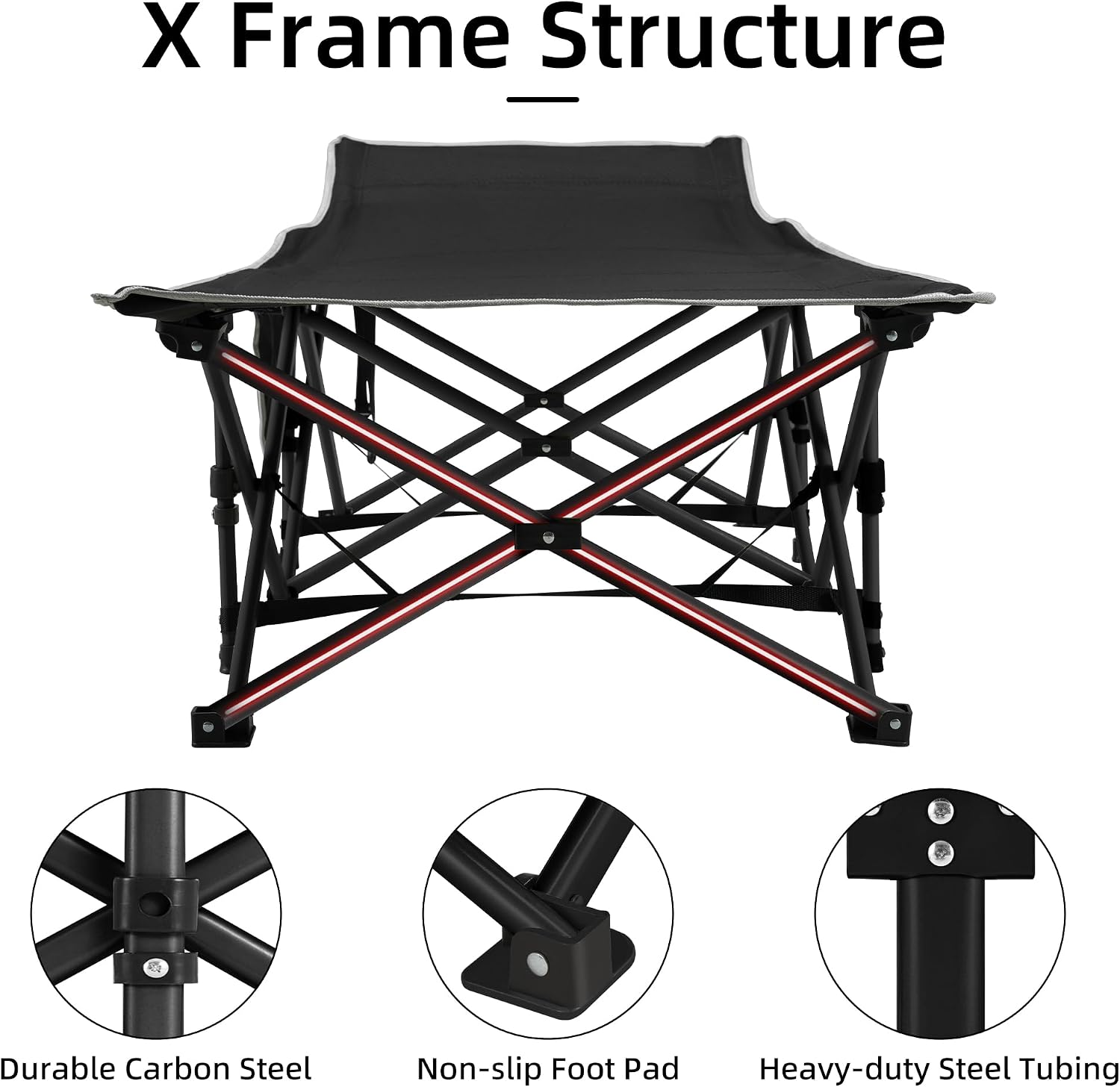 Fragess Portable Camping Cot, Sleeping Cots for Adults, 28" Extra Wide Heavy Duty Folding Cot Max Load 600LBS with Thick Mattress, Portable Camping Bed for Outdoor Camp/Office, Home Nap (Black)