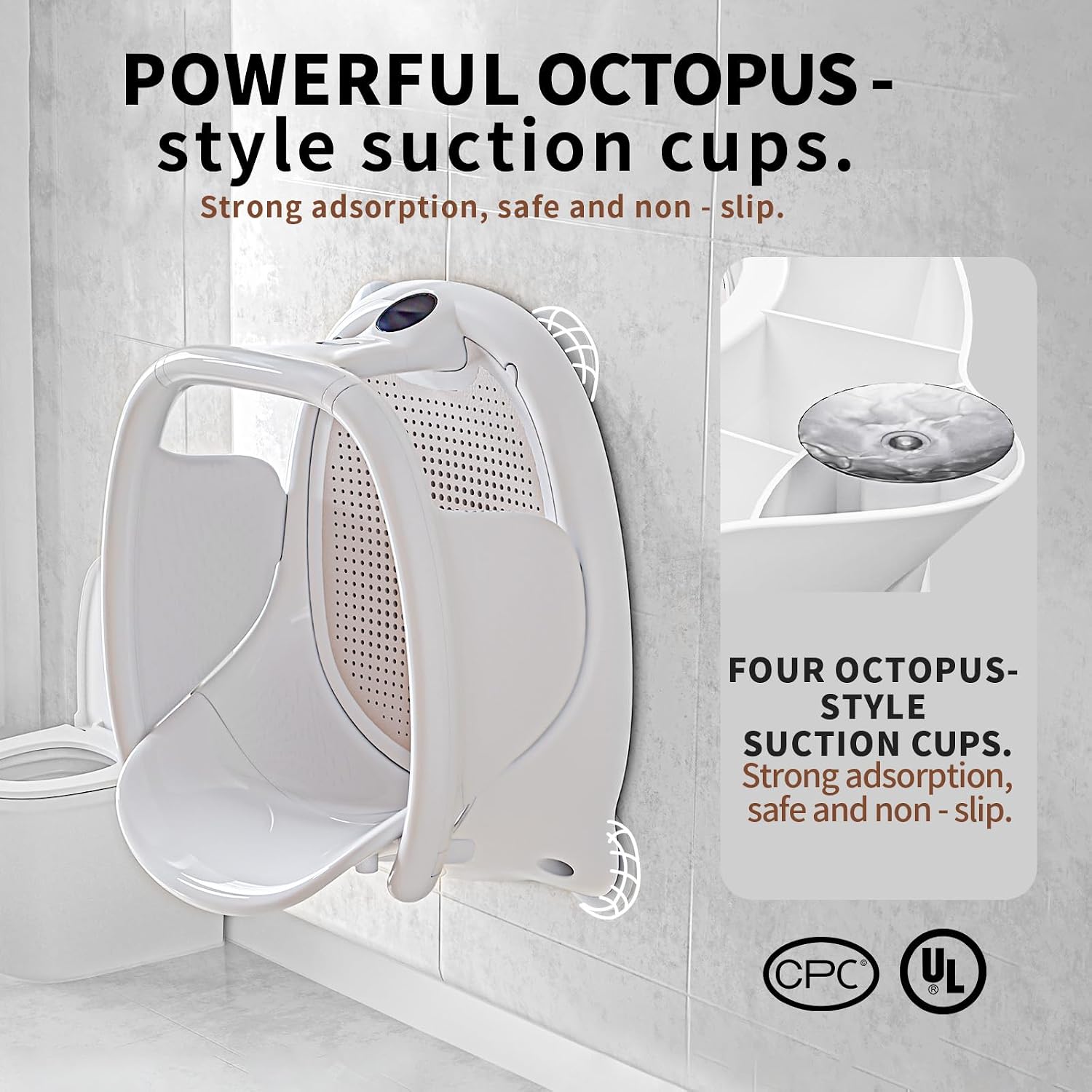 Baby Bath Seat 6+ Months with Temp Display Non-Slip Suction Base Tub Seat