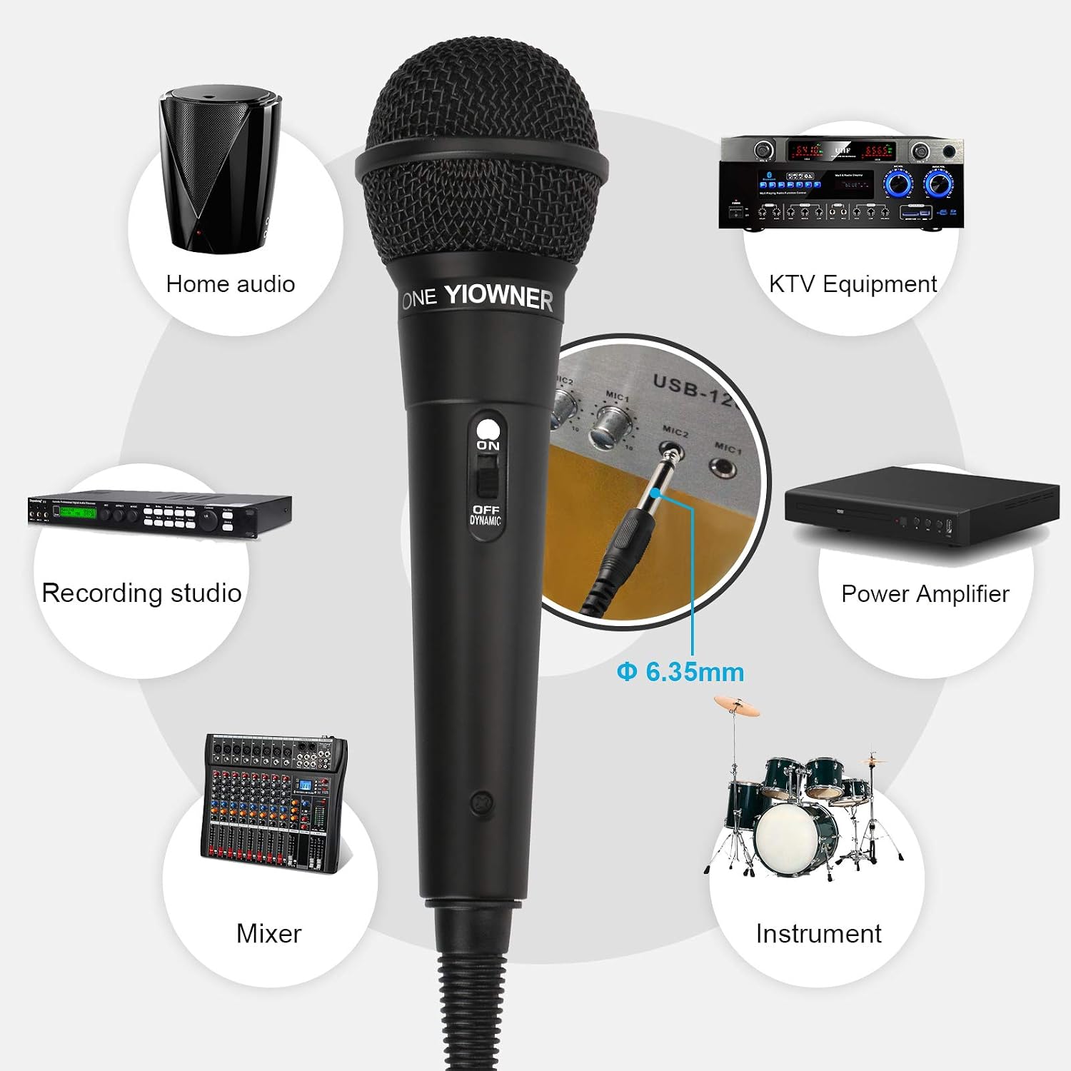 Wired Microphone, Karaoke Handheld Microphone for Singing, Mic Karaoke with 2.5m Cable, Vocal Dynamic Mic for Speaker, AMP, Mixer, DVD