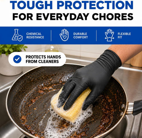 Black Nitrile Disposable Gloves, Food Grade, 5 Mil, Medium 1000 Count