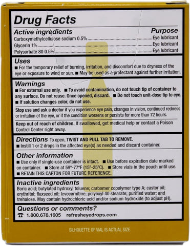 Refresh Optive Mega-3 Lubricant Eye Drops with Flaxseed Oil - 30 ct, Pack of 5