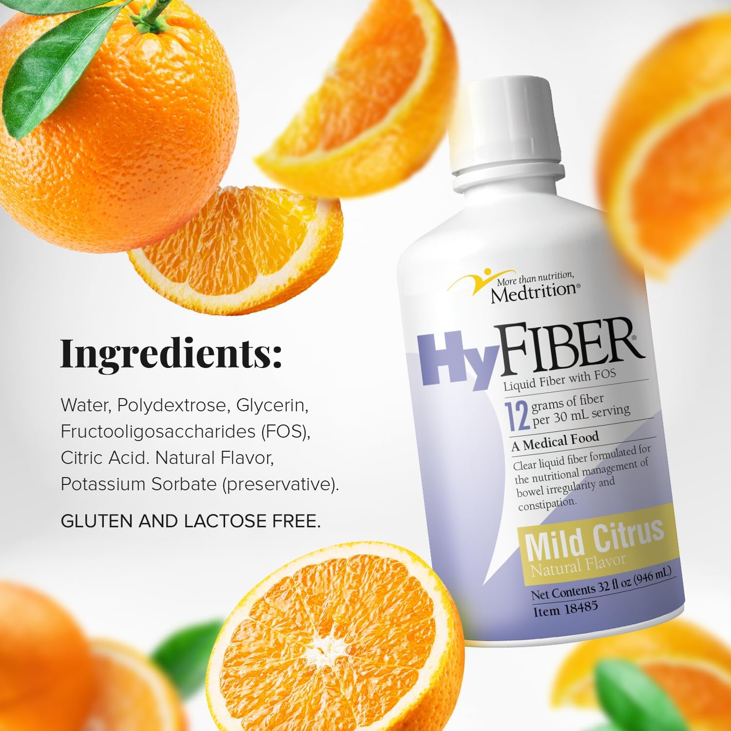 Medtrition HyFiber Daily Liquid Fiber for Regularity and Soft Stools, 12 Grams Soluble Fiber, 32 fl oz 4 Pack