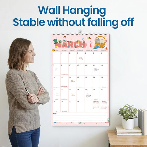 SUNEE 2027 Wall Calendar Extra Large 17"x27", 18 Month January Calendar (Ends March 2028),Vertical Monthly for Wall, Cute