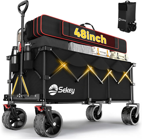 Sekey 300L Extended Collapsible Wagon, 660 lb Capacity, 48 in Long