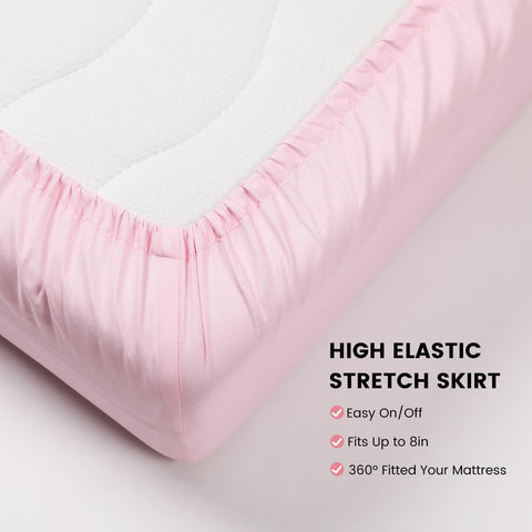 Baby Crib Sheets Girl, Toddler Bed Sheets Fitted for 52x28 Inch Standard Crib Mattress for Baby Girls, Set of 2 Super Soft Breathable Microfiber (Strawberry+Pink, 52x28 Inch (Pack of 2))