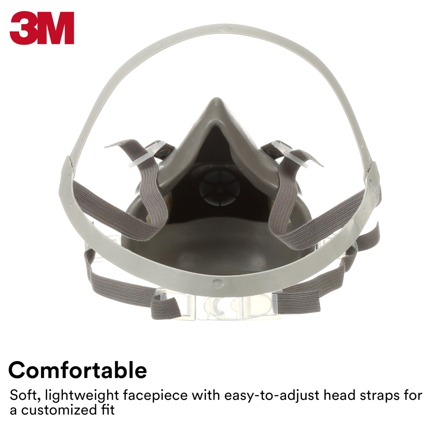 3M Half Facepiece Reusable Respirator 6200, NIOSH, Four-Point Harness, Comfortable Fit, Dual Airline Supplied Air Compatible, Bayonet Connections, Painting, Sanding, Cleaning, Medium