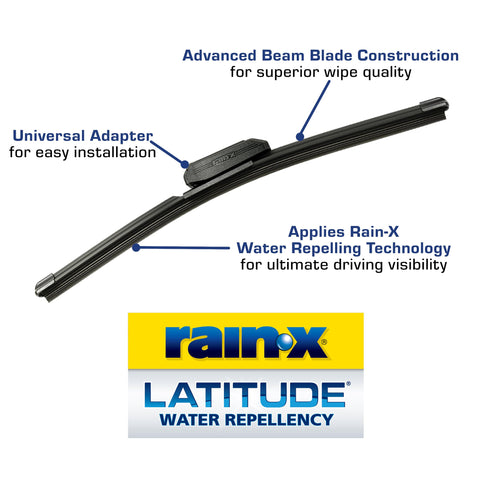 Rain-X 810235 Latitude 2-In-1 Water Repellent Wiper Blades, 26" and 19" Windshield Wipers (Pack Of 2), Automotive Replacement Windshield Wiper Blades With Patented Rain-X Water Repellency Formula