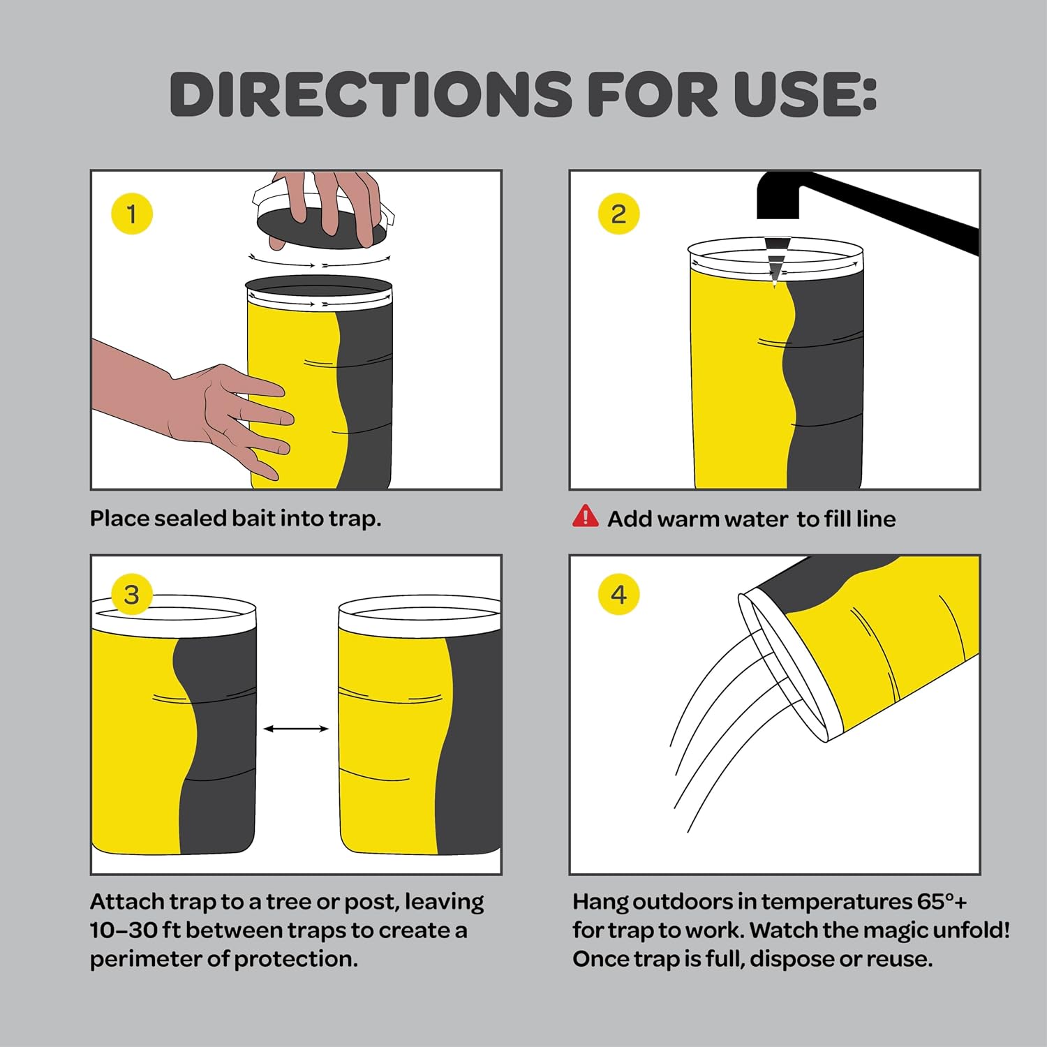 Outdoor Fly Trap [2 Pack] Fly Traps Outdoor with Dissolvable Non-Toxic Bait - Controls Flies for Patios, Hanging Fly Traps with Tie Included