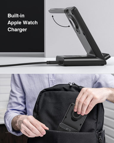 Wireless Charging Station,3 in 1 Charging Stand for Apple Multiple Devices