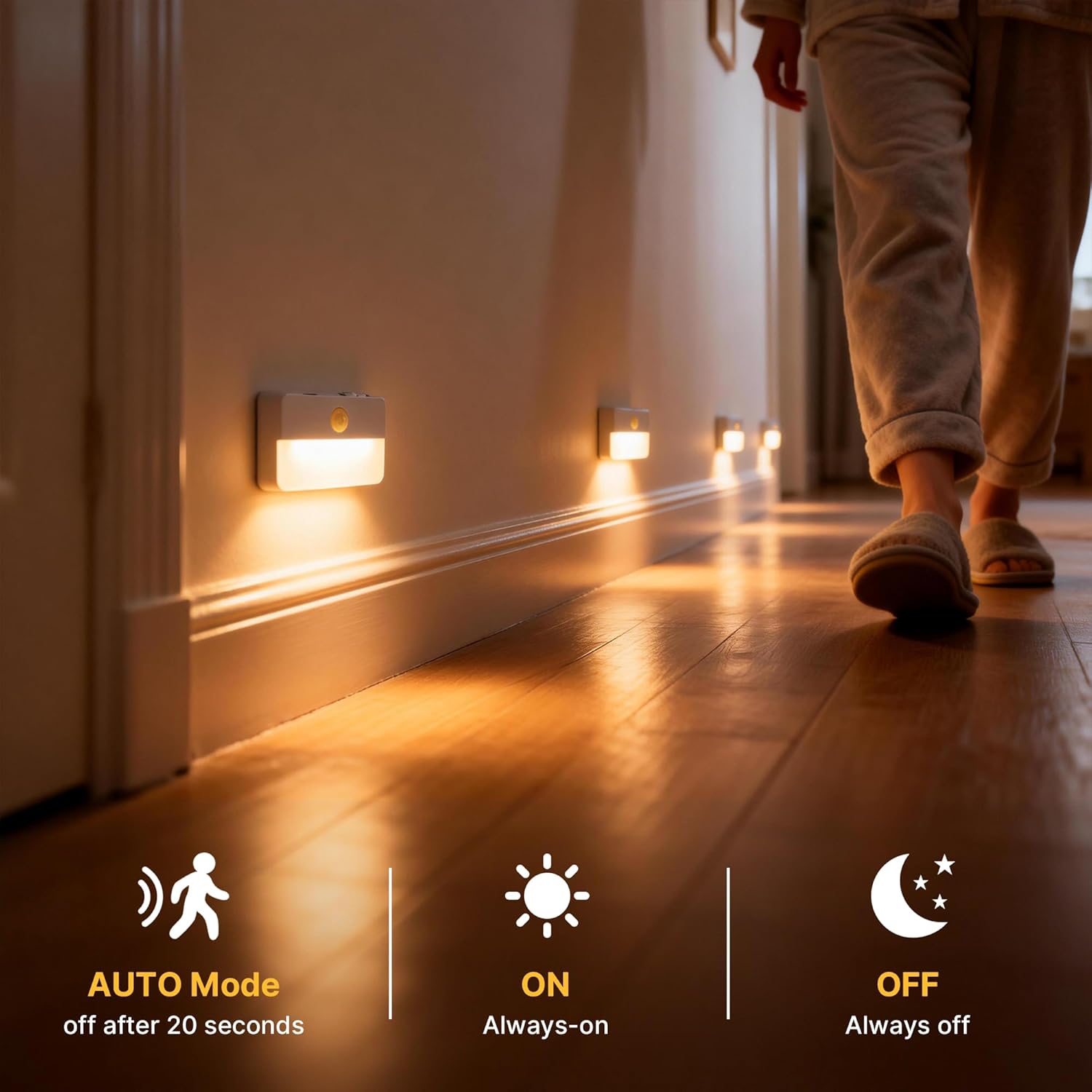 8 Pack Rechargeable Stair Lights for Indoor, Motion Sensor Night Lights