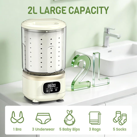 2L Mini Washing Machine, Portable Underwear Washer with 3 Modes