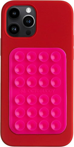 OCTOBUDDY Classic - Silicone Suction Phone Case Adhesive Mount, Hot Pink