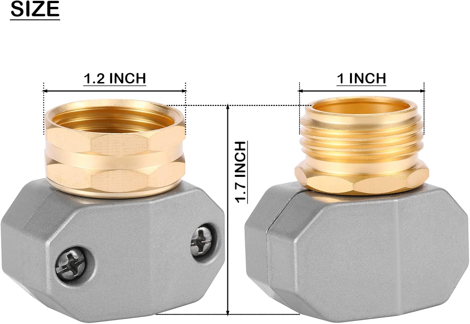 Zinc and Aluminum Male and Female Coupling, Fits All 5/8-Inch and 3/4-Inch Garden Hose Repair Fitting, 2 Pack(Female & Male)