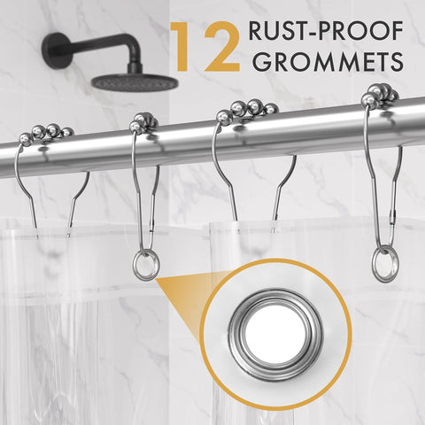 AmazerBath Shower Curtain Liner 2 Pack, 72 x 78 Inches PEVA Plastic Shower Liner with 3 Weighted Stones and 12 Rustproof Metal Grommet, Lightweight Waterproof Shower Curtain - Clear
