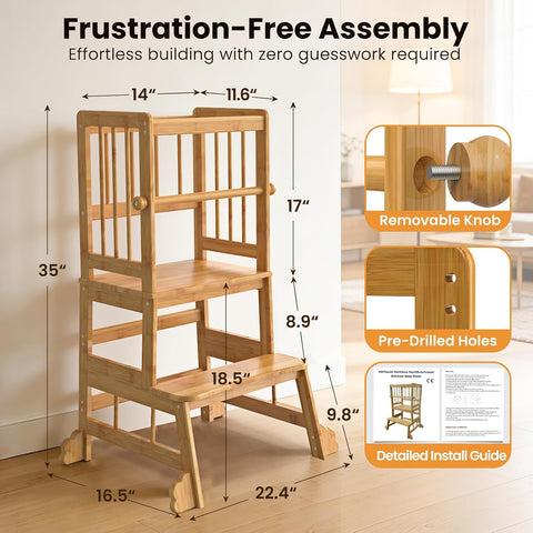 HBTower Toddler Standing Tower, Kids Kitchen Step Stool with Safety Rails